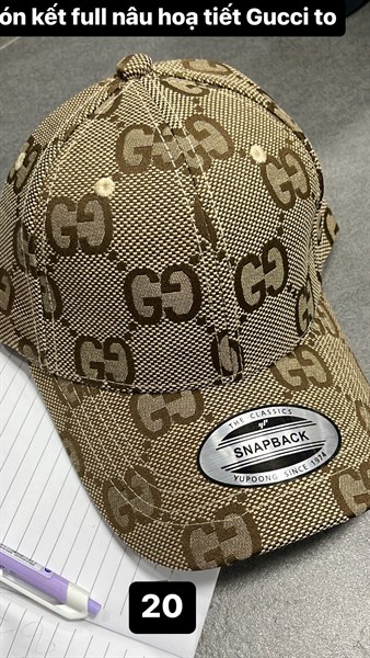 Nón Kết- họa tiết GG to Nâu