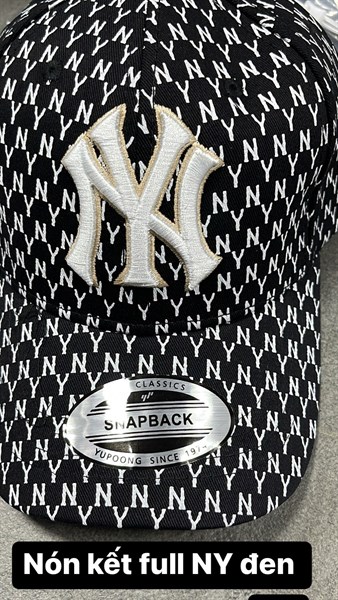 Nón Kết - đen họa tiết NY trắng logo vàng