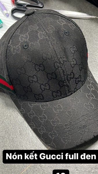 Nón Kết Lưới - họa tiết GG Full đen