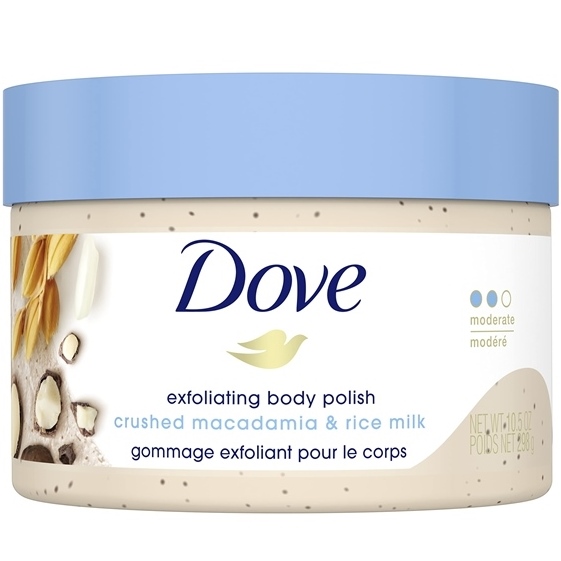 DOVE - Exfoliating Body Polish, Crushed Macadamia & Rice Milk, 298g