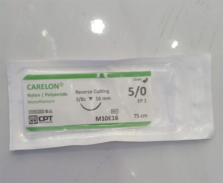 Chỉ nylon 5/0 kim tam giác M10E16
