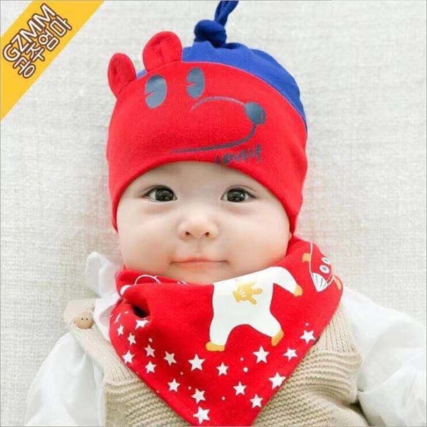Mũ khăn yếm cổ cotton cho bé