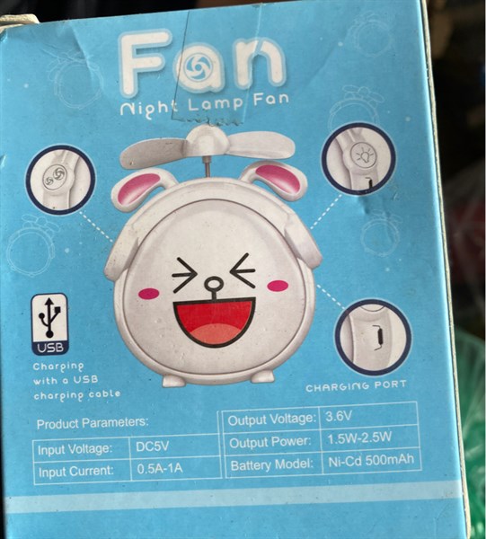 Quạt tích điện thú fan night lamp