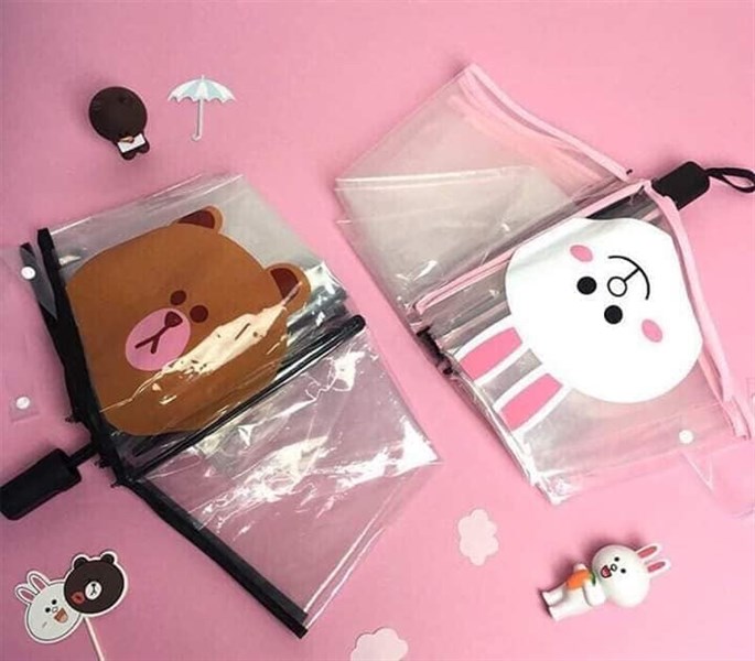 Ô gấu trong suốt gấp gọn