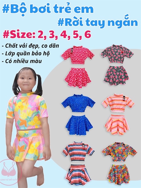 Bộ bơi bông bé rời tay ngắn