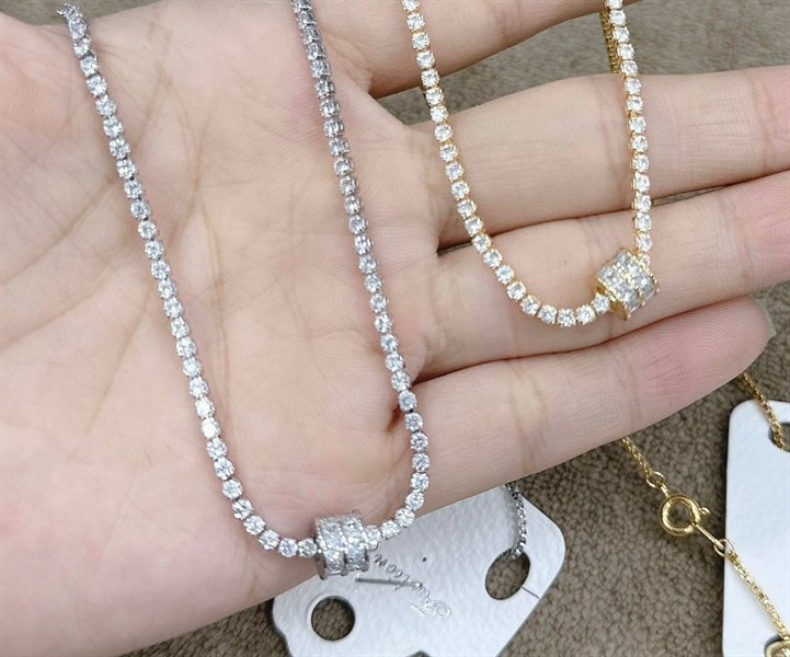 Dây chuyền_chocker đá Zircon