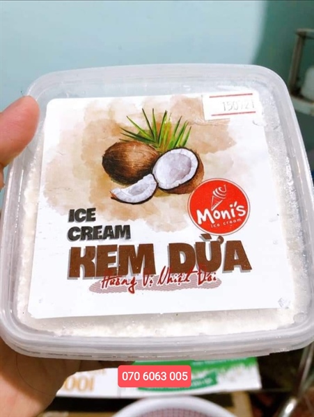 Kem thố cao cấp Moni's - Vị Dừa non (720ml)
