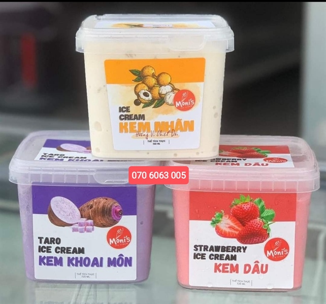 Kem thố cao cấp Moni's - Vị Dâu (720ml)