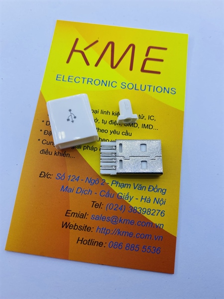 USB đực A vỏ bóng màu trắng đuôi vuông