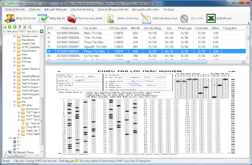 Phần mềm chấm thi trắc nghiệm THPT