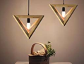 Đèn thả LED gỗ khối tam giác 6 cạnh 370mm