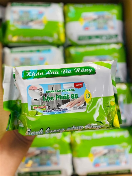 GÓI 30 MIẾNG KHĂN ƯỚT ĐA NĂNG VỆ SINH NHÀ BẾP LỘC PHÁT 68