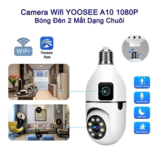 CAMERA YOOSEE A10 BÓNG ĐÈN 2K - 2 KHUNG HÌNH SIÊU NÉT