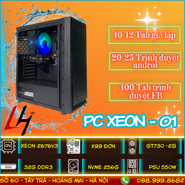 PC XEON 01 - PC Giả Lập Nox Player trên 10 Tab, Bluestack, LDPlayer