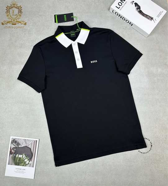 Polo Hugo boss đen cổ đen trắng
