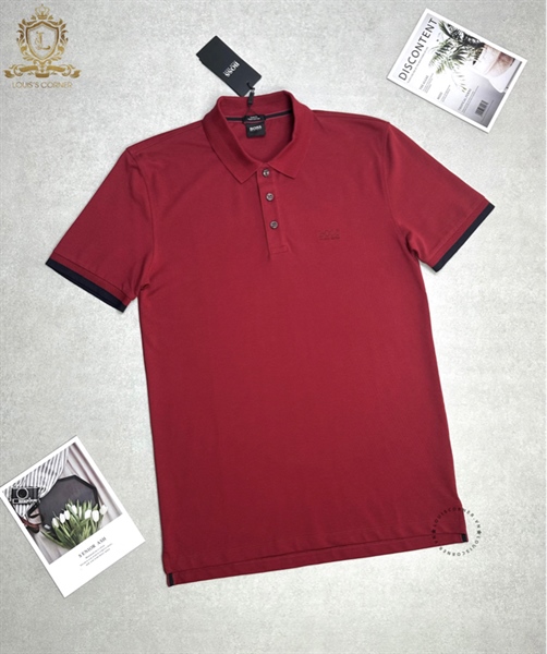 Polo Hugo boss đỏ cổ dệt