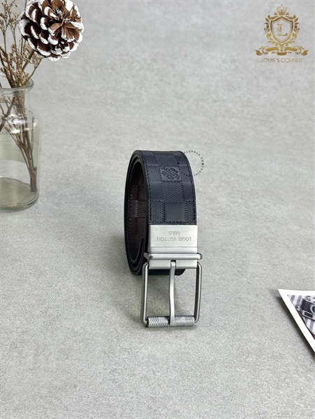 Belt LV Ceinture damier đen/nâu ẩn