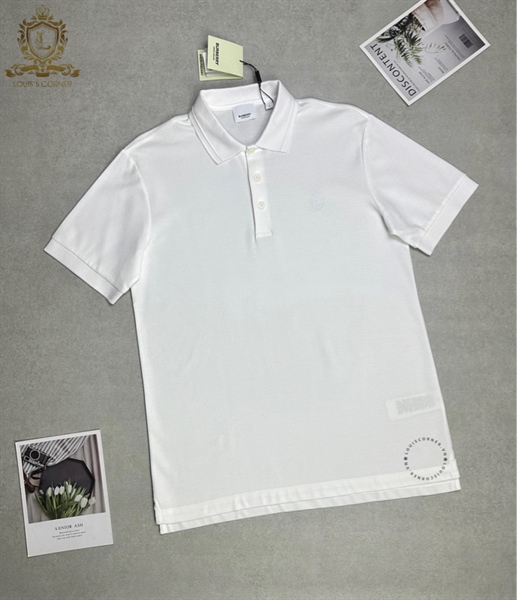 Polo Burberry trắng TB tròn