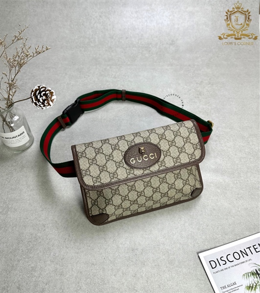 Túi bao tử Gucci mono nâu logo hổ