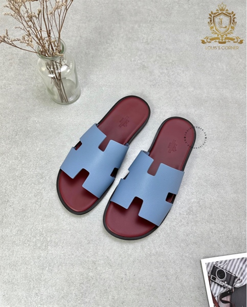 Dép Hermes Izmir taiga xanh ghi đế đỏ