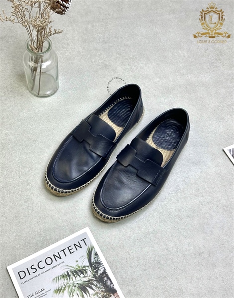 Mocca Hermes navy tag da đế cói used