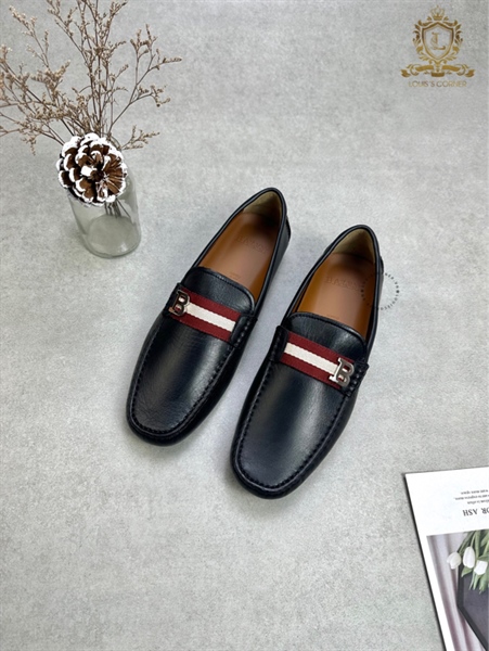 Mocca Bally đen trơn vạt cờ tag B