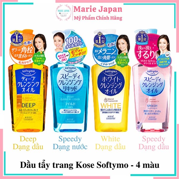 Tẩy Trang Kose ( Deep Cam , White Vàng , Speedy Hồng , Extract Xanh ) Nhật 230ml