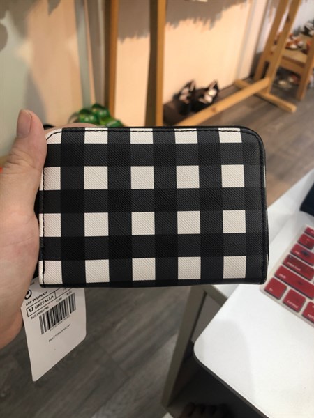 Ví MG 33083795 caro đen trắng khóa kéo