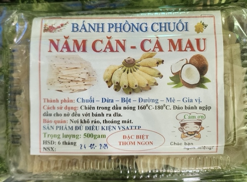 Bánh Phồng Chuối Năm Căn Cà Mau-Ăn Chay được