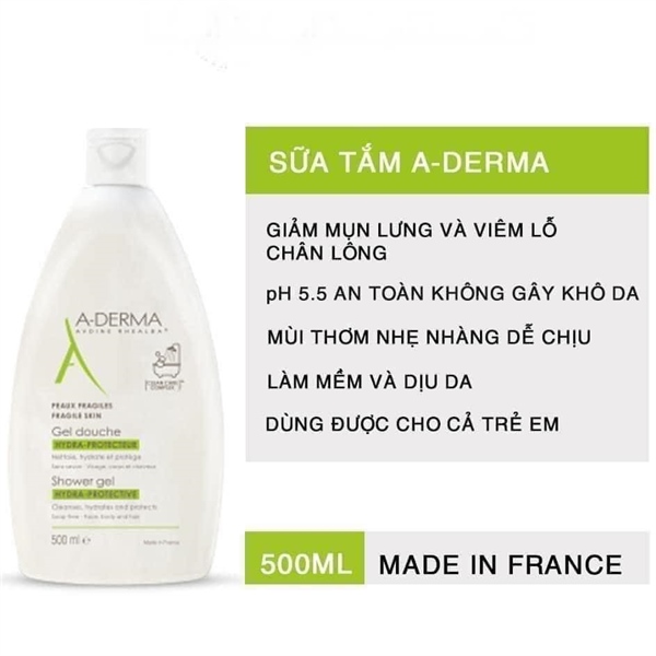 SỮA TẮM ADERMA SHOWER GEL HYDRAPROTECTIVE 500ML