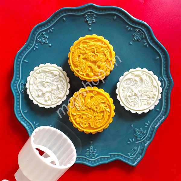 Khuôn trung thu 2 mặt Rồng, Phượng (200g)/ KTT180