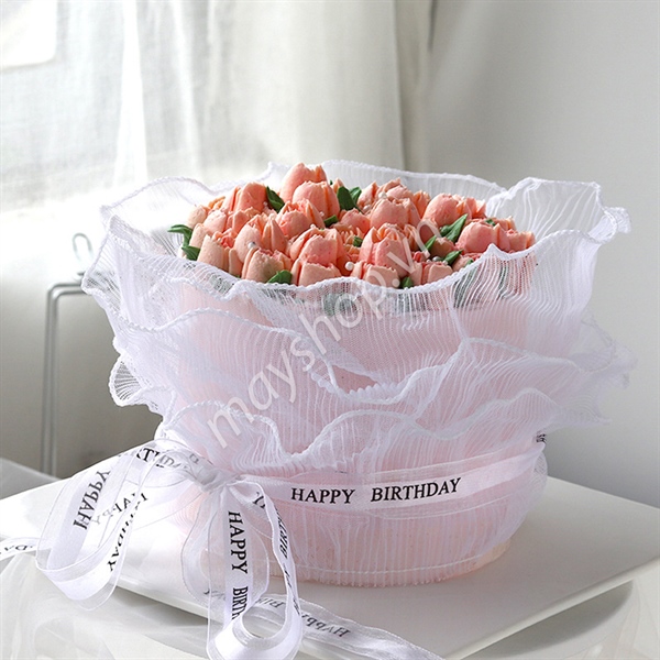 Tấm voan lưới quấn bánh 3 tầng màu Trắng (12*60cm)