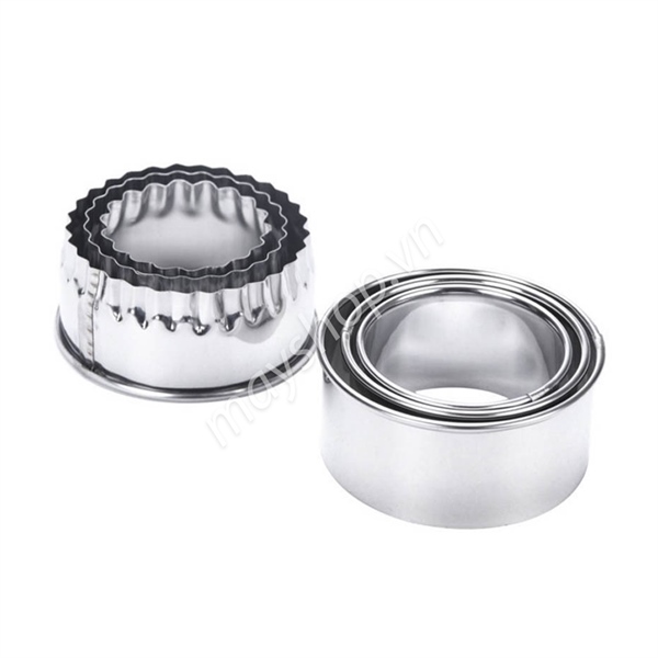 3 Cutter inox 6, 7, 8 cm cắt vỏ bánh/ Tròn Phẳng