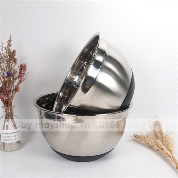 Âu inox đáy silicone đen - Loại dày (18cm)