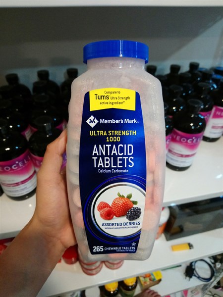 Viên nhai trị ợ chua, đau bao tử Antacid Tablets member’s mark 1000mg 265v