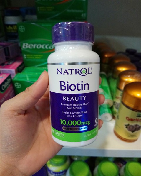 Viên uống trị rụng tóc, kích thích mọc tóc Biotin Natrol 10.000mcg