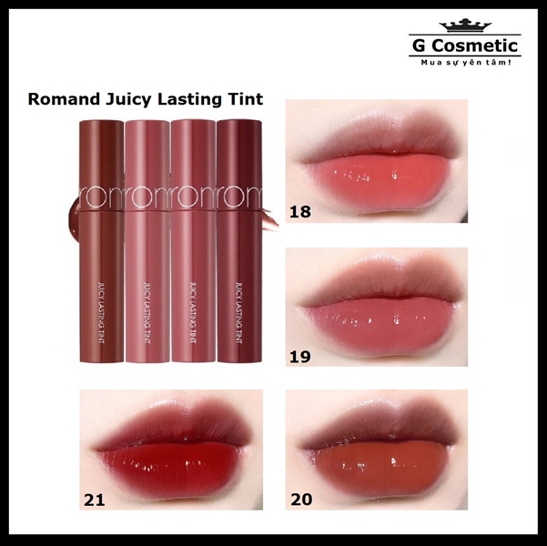 Son bóng Romand Juicy Lasting Tint 21 - Đỏ mận