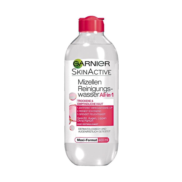 Nước tẩy Trang Garnier Pháp nắp đỏ 400ml - Da khô, thường, nhạy cảm