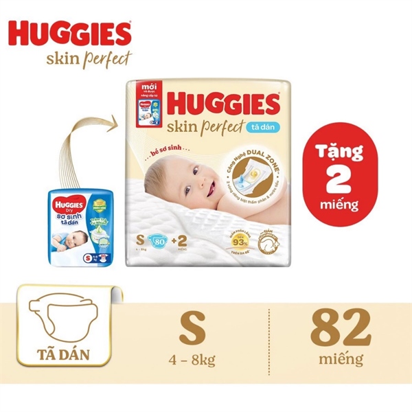 TÃ DÁN HUGGIES S80+2 SKIN PERFECT MỚI
