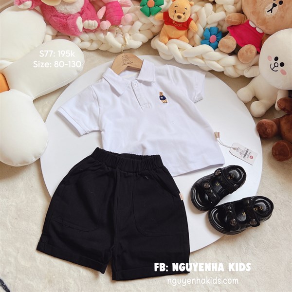 S77 Set polo gấu quần kaki