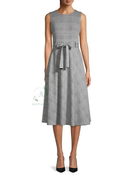 Váy xòe kẻ Calvin Klein