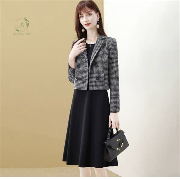 Set Váy liền và áo Blazer nữ dáng ngắn