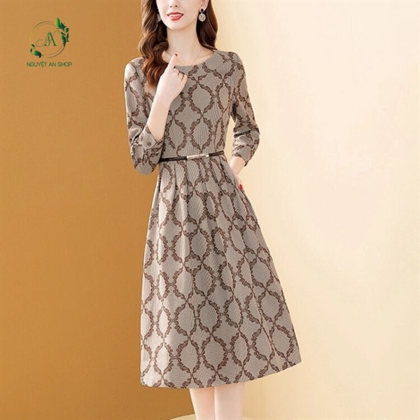 Váy nữ dáng dáng xòe họa tiết