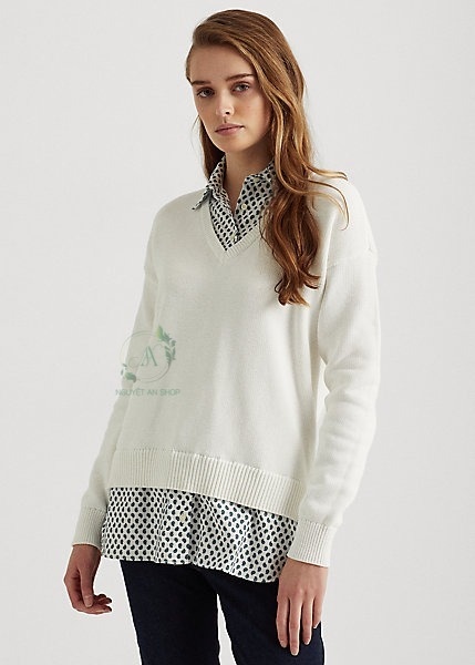 Áo len nữ cổ V Ralph Lauren