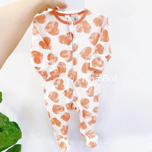 Sleep Suit Nhiều Hãng 010421 trắng trái tim hồng