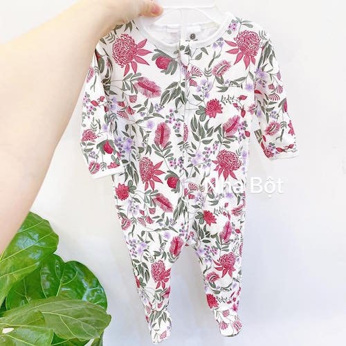 Sleep Suit Nhiều Hãng 010421 trắng lá hoa