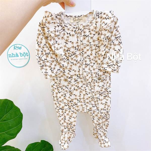 Sleepsuit Nhiều hãng 021221 trắng hoa lá