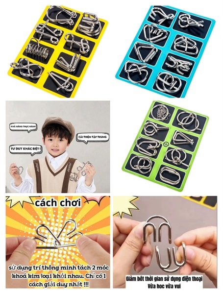 GA001 bộ đồ chơi trí tuệ 8 khoá kim loại rèn luyện kỹ năng và IQ