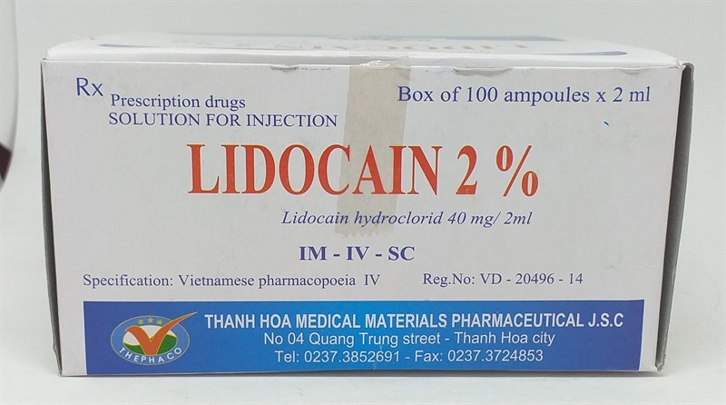 Lidocain Hydroclorid 40mg/2ml K/24h/100 ống HDPharma-Việt Nam