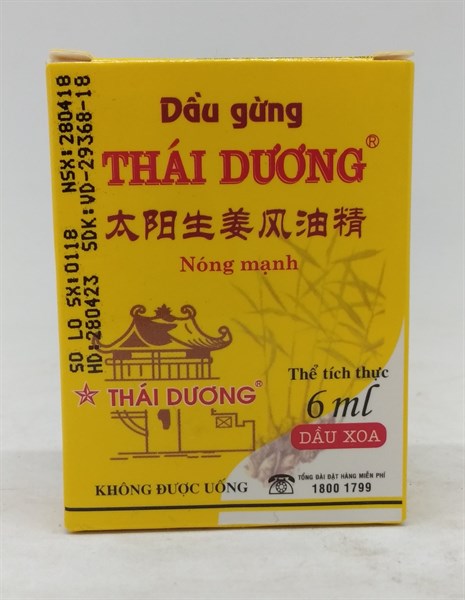 Dầu gừng Thái Dương (Hộp 1 lọ x 6ml )